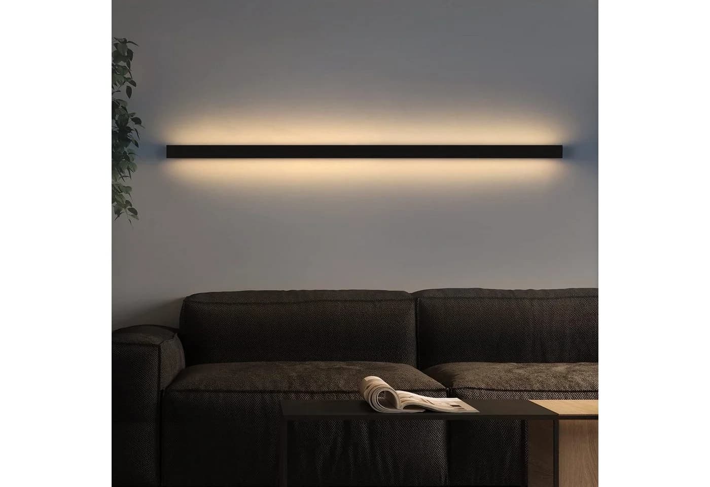 ZMH LED Wandleuchte Schwarz 100cm Modern Warmweiß - Bild 2