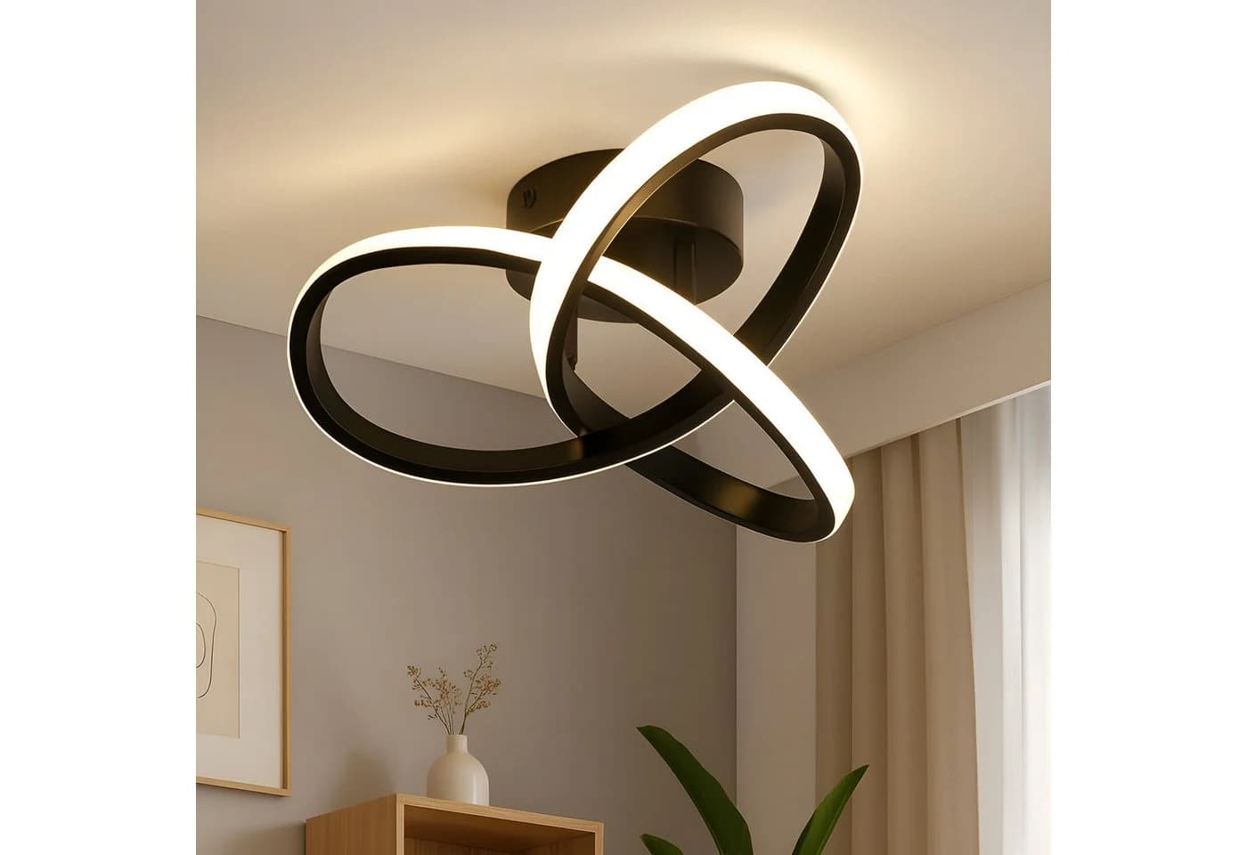 ZMH LED Deckenleuchte 3 Blätter verflochten 40CM Modern Schwarz-Weiß - Bild 2