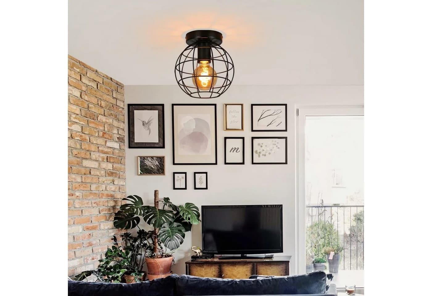 ZMH Deckenleuchte E27 Schwarz Retro Deckenlampe