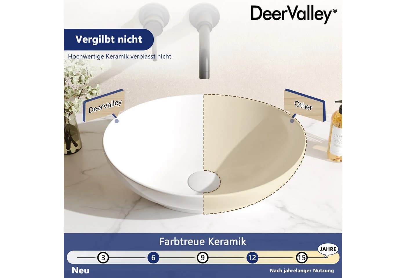 DeerValley Aufsatzwaschbecken Oval Keramik Weiß - Bild 4