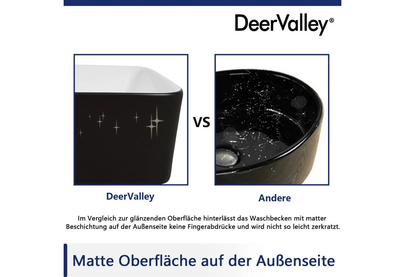DeerValley Aufsatzwaschbecken Schwarz-Weiß Keramik - Bild 4