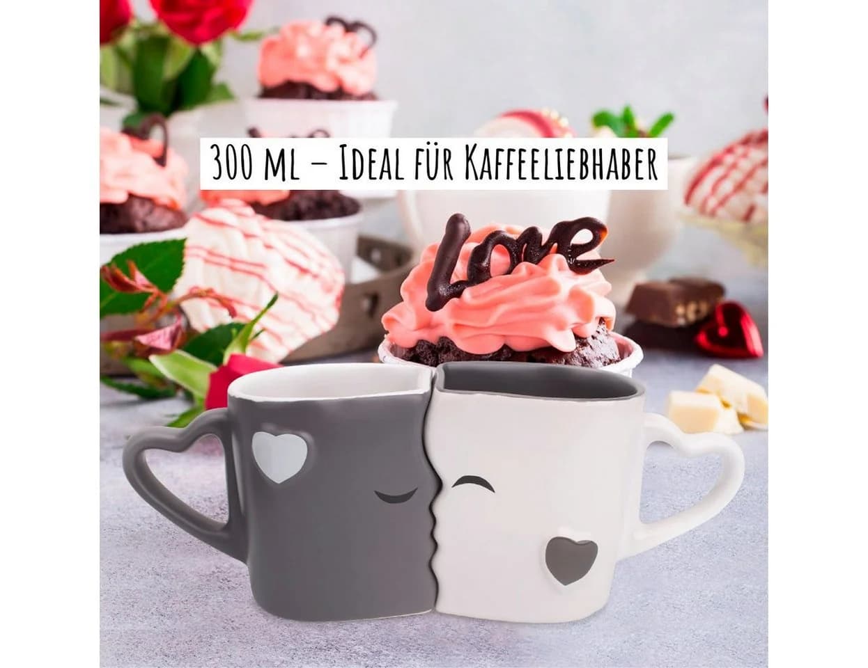 MiaMio Kaffeeservice Küssende Tassen Geschenk Set, Kaffeetassen, Keramik (2-tlg) - Bild 5