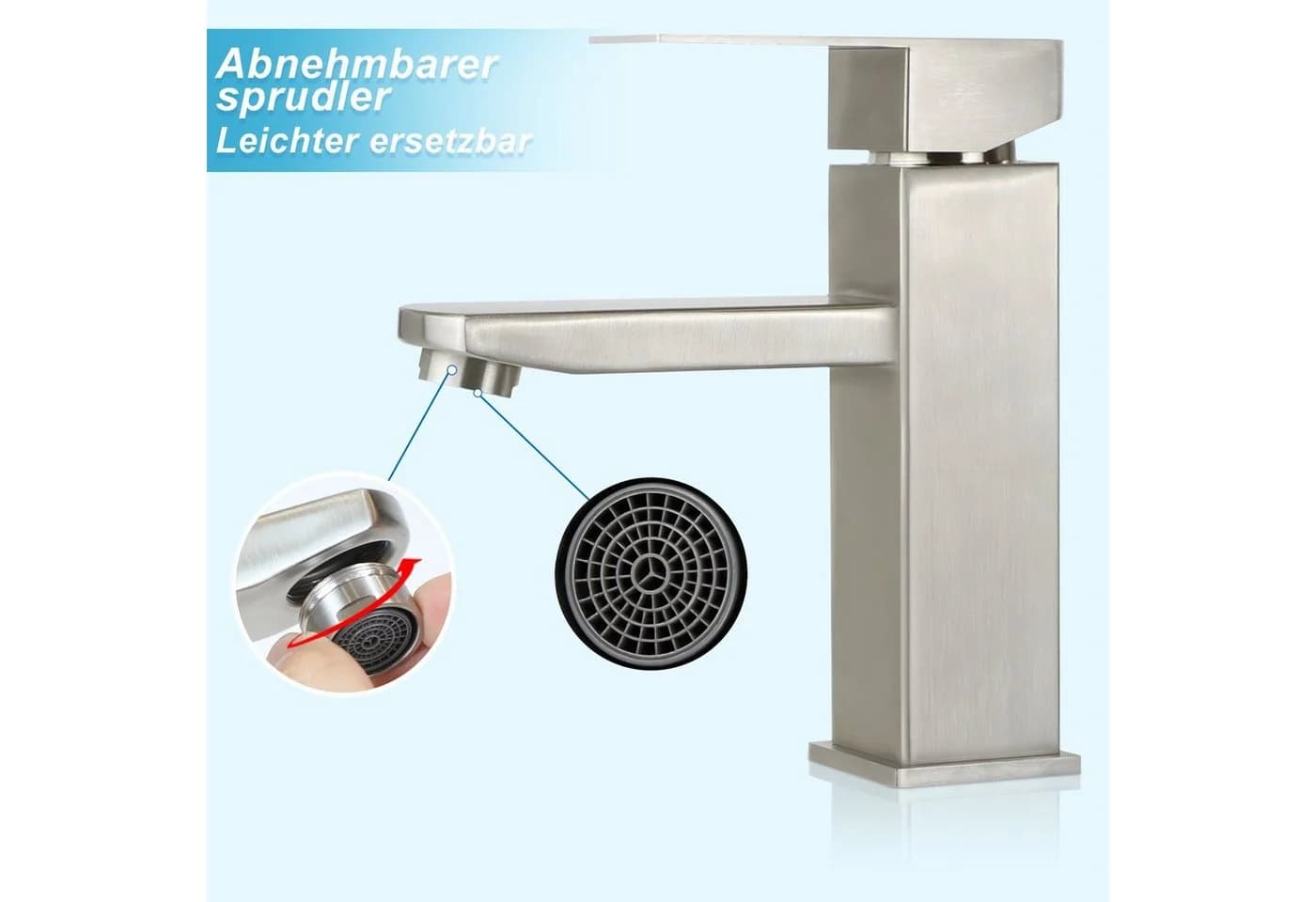 ZMH Waschtischarmatur Wasserhahn Bad Hochdruck Edelstahl Nickel - Bild 4