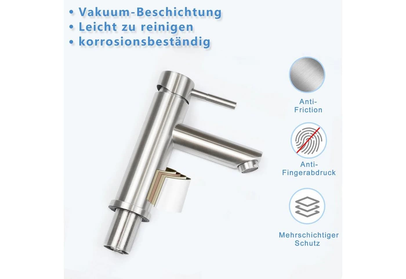 ZMH Waschtischarmatur Wasserhahn Nickel - Bild 4