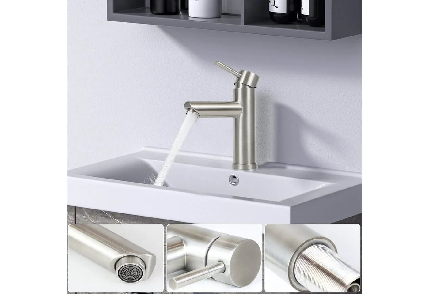 ZMH Waschtischarmatur Wasserhahn Nickel - Bild 5