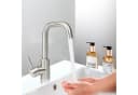 ZMH Waschtischarmatur Wasserhahn Bad Ausziehbar Brause Mischbatterie Schwarz/Nickel Bild 2
