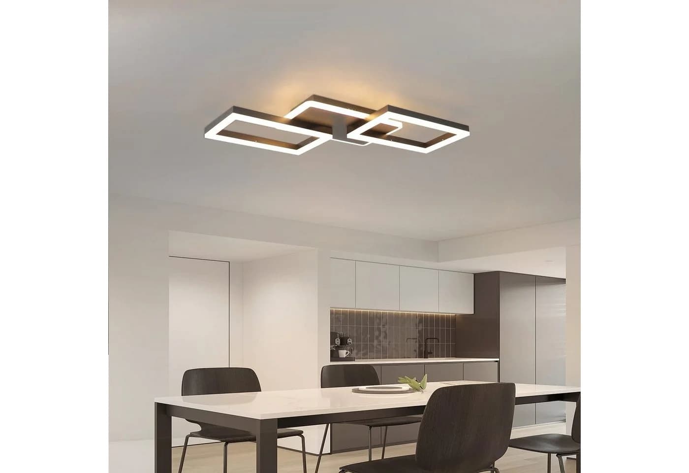 ZMH Deckenleuchte Rautenförmig Dimmbar LED Tageslichtweiß Weiß/Schwarz