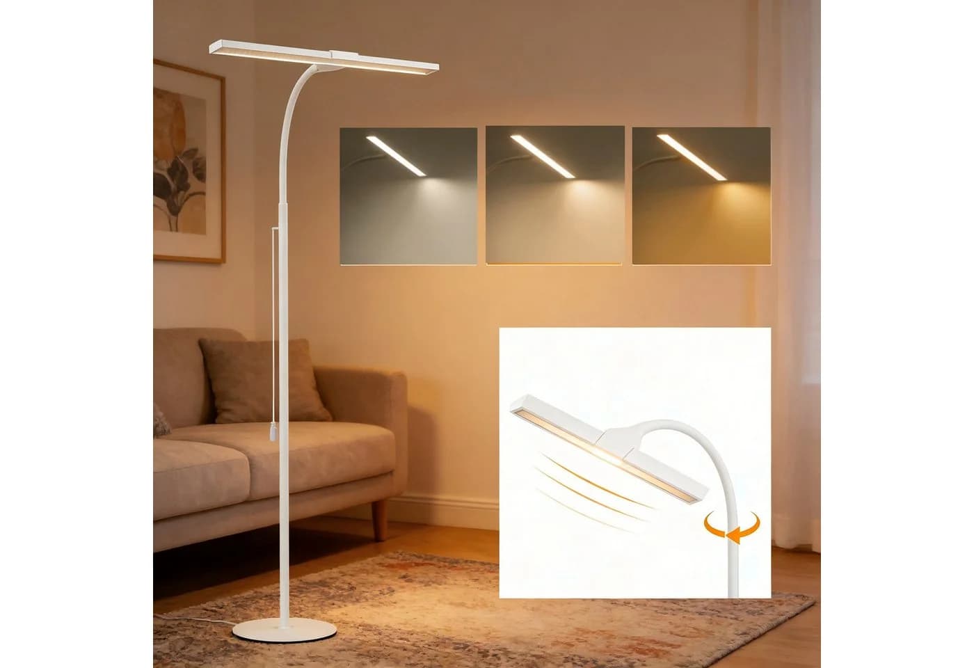 ZMH LED Stehlampe Leselampe Modern Dimmbar 178CM Metall mit Timer - Bild 2