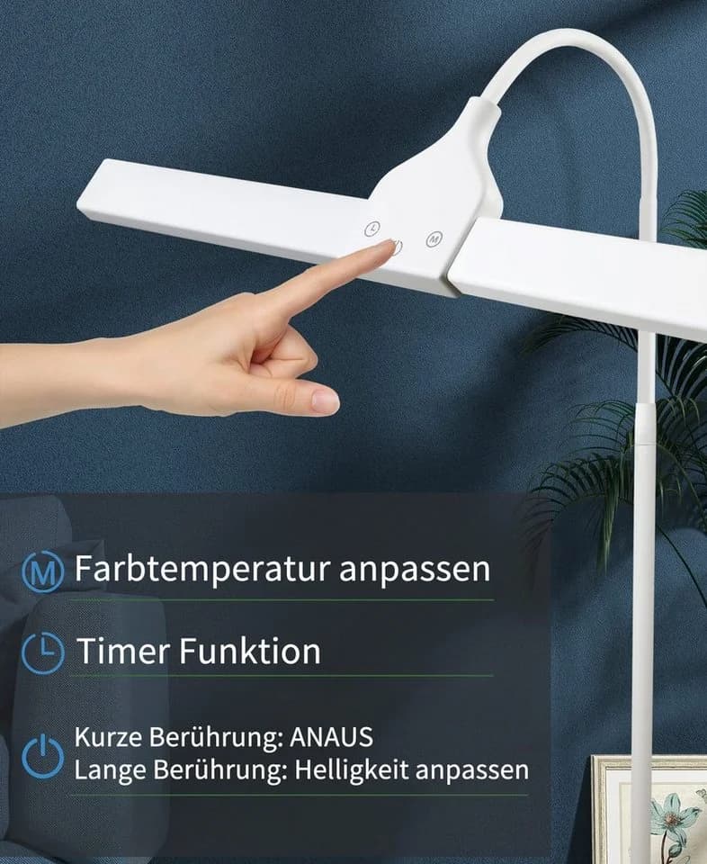 ZMH LED Stehlampe Leselampe Modern Dimmbar 178CM Metall mit Timer - Bild 3