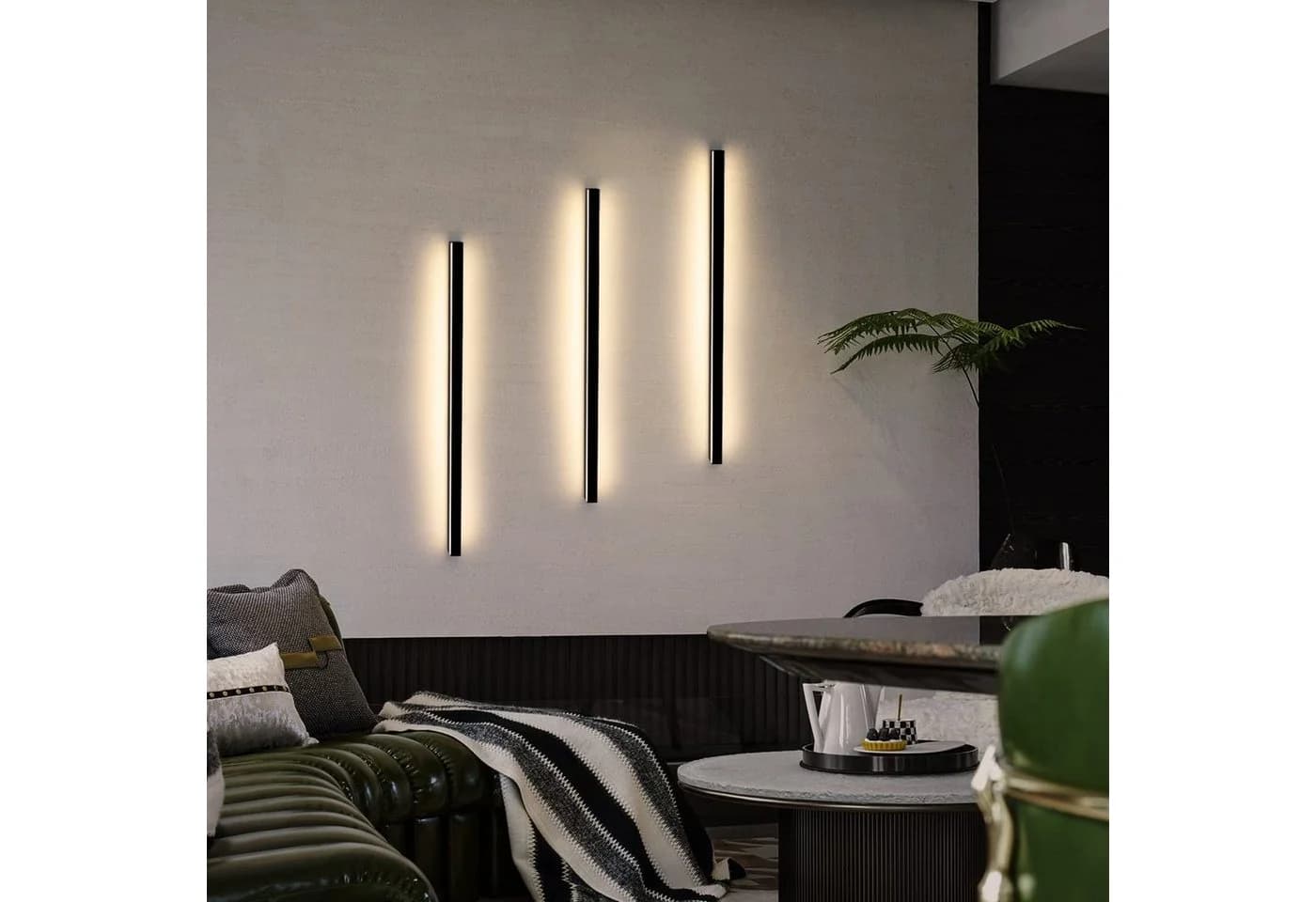 ZMH LED Wandleuchte Modern Schwarz 3000K Warmweiß 80cm