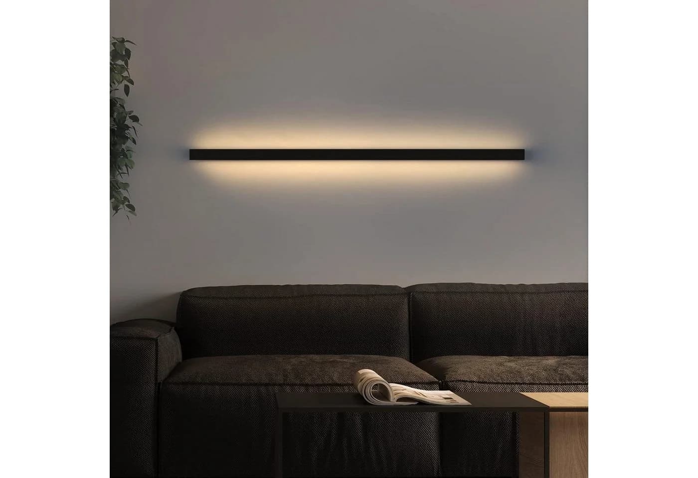 ZMH LED Wandleuchte Modern Schwarz 3000K Warmweiß 80cm - Bild 2