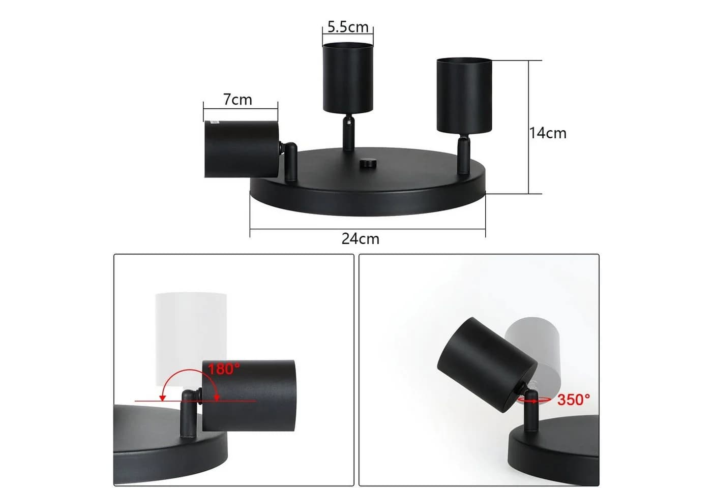 Nettlife Deckenspots Metall Schwenkbar Design Spotleuchte-3 Flammig LED wechselbar - Bild 4