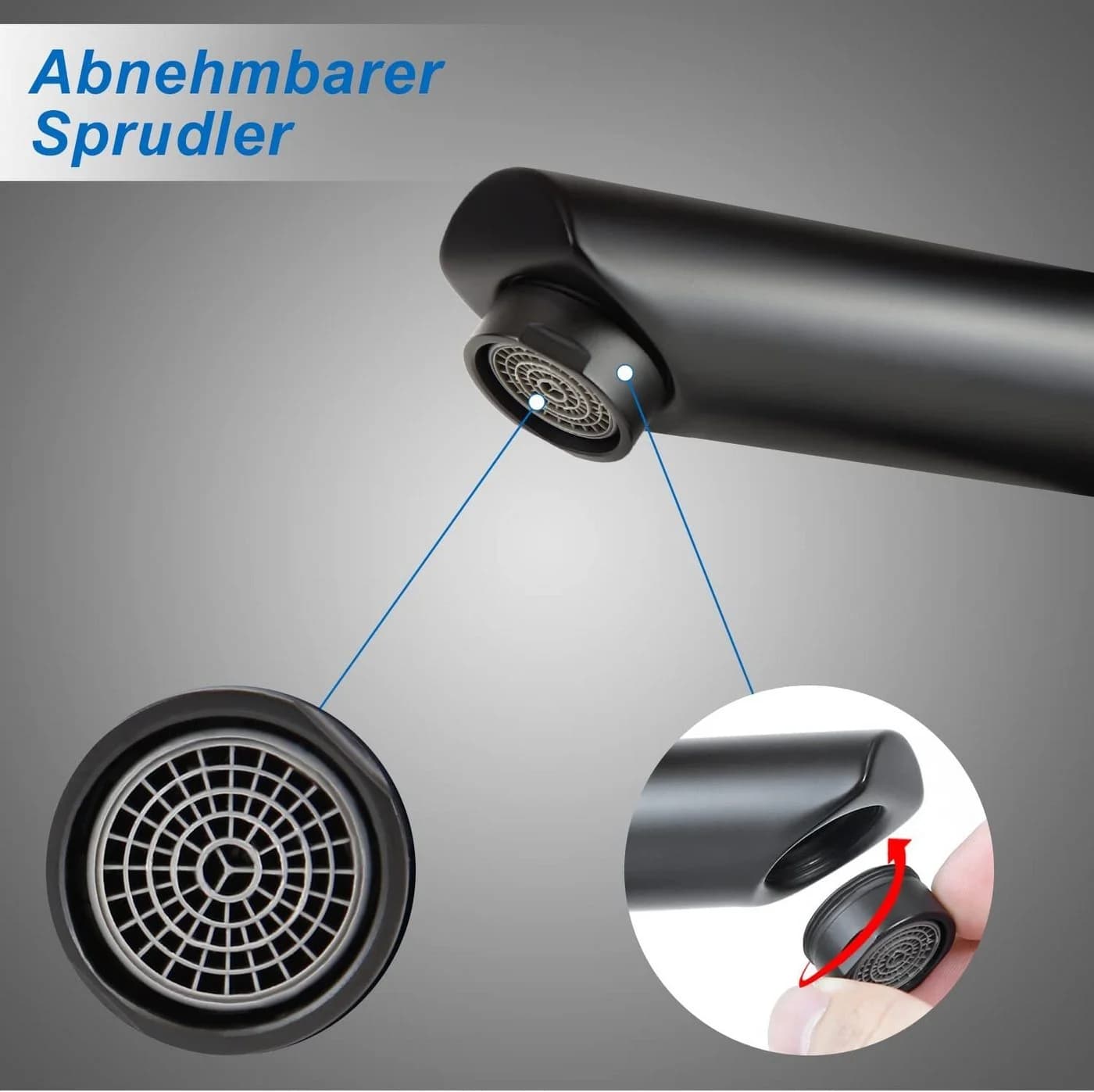 Nettlife Spültischarmatur Badezimmer Waschbecken Mixer Armaturen Schwarz Edelstahl - Bild 4