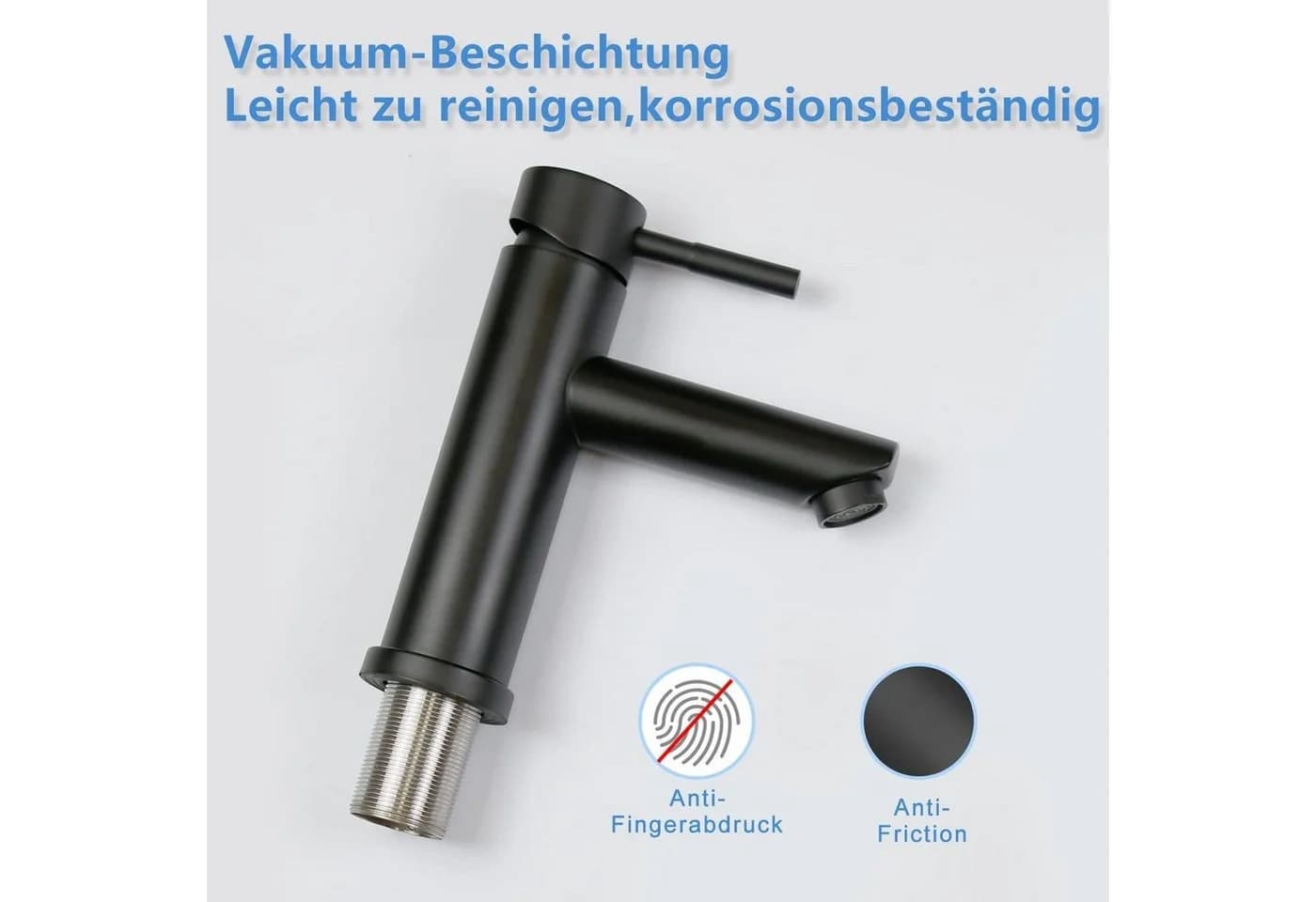Nettlife Spültischarmatur Badezimmer Waschbecken Mixer Armaturen Schwarz Edelstahl - Bild 5