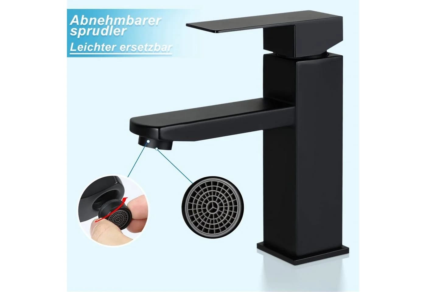 Nettlife Spültischarmatur Einhebelmischer Schwarz Edelstahl - Bild 5
