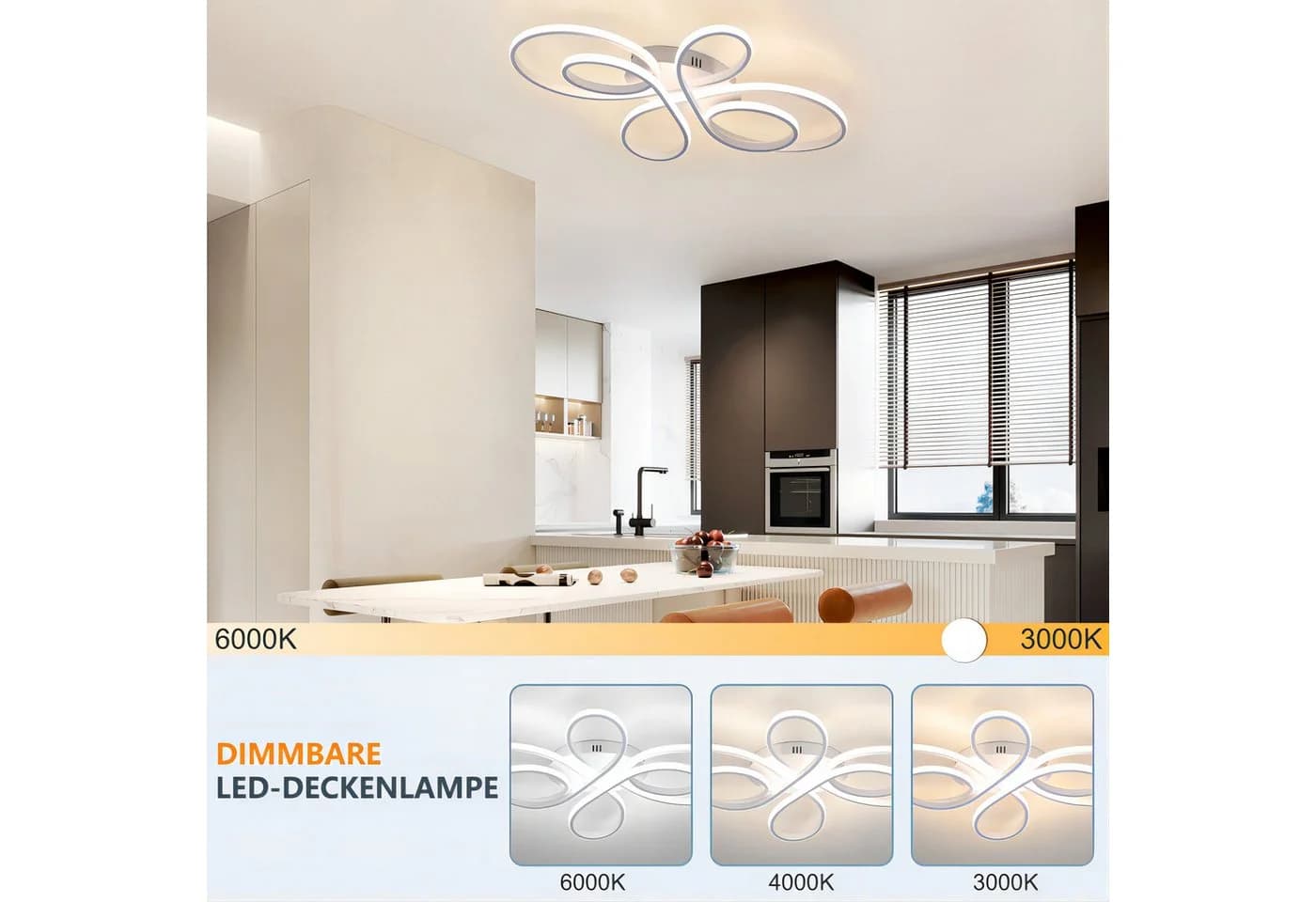 Nettlife LED Deckenleuchte Schwarz Dimmbar 65W Modern