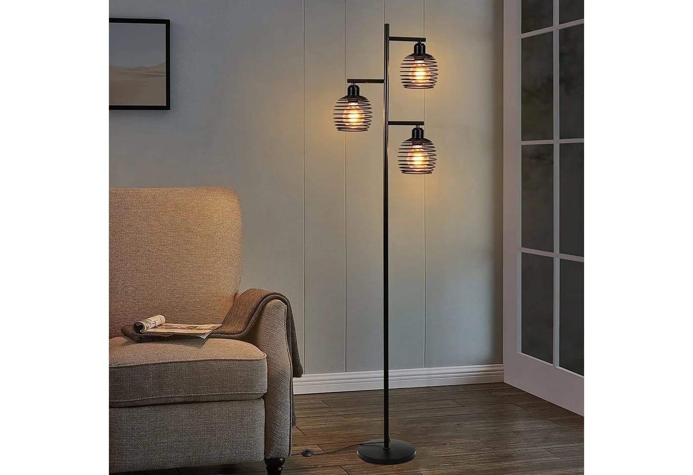 Nettlife Stehlampe Federform Schwarz
