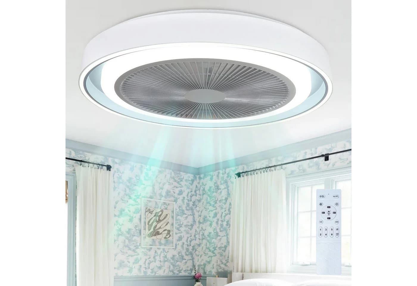 Nettlife Deckenventilator 43W Blau LED Dimmbar mit Fernbedienung - Bild 2