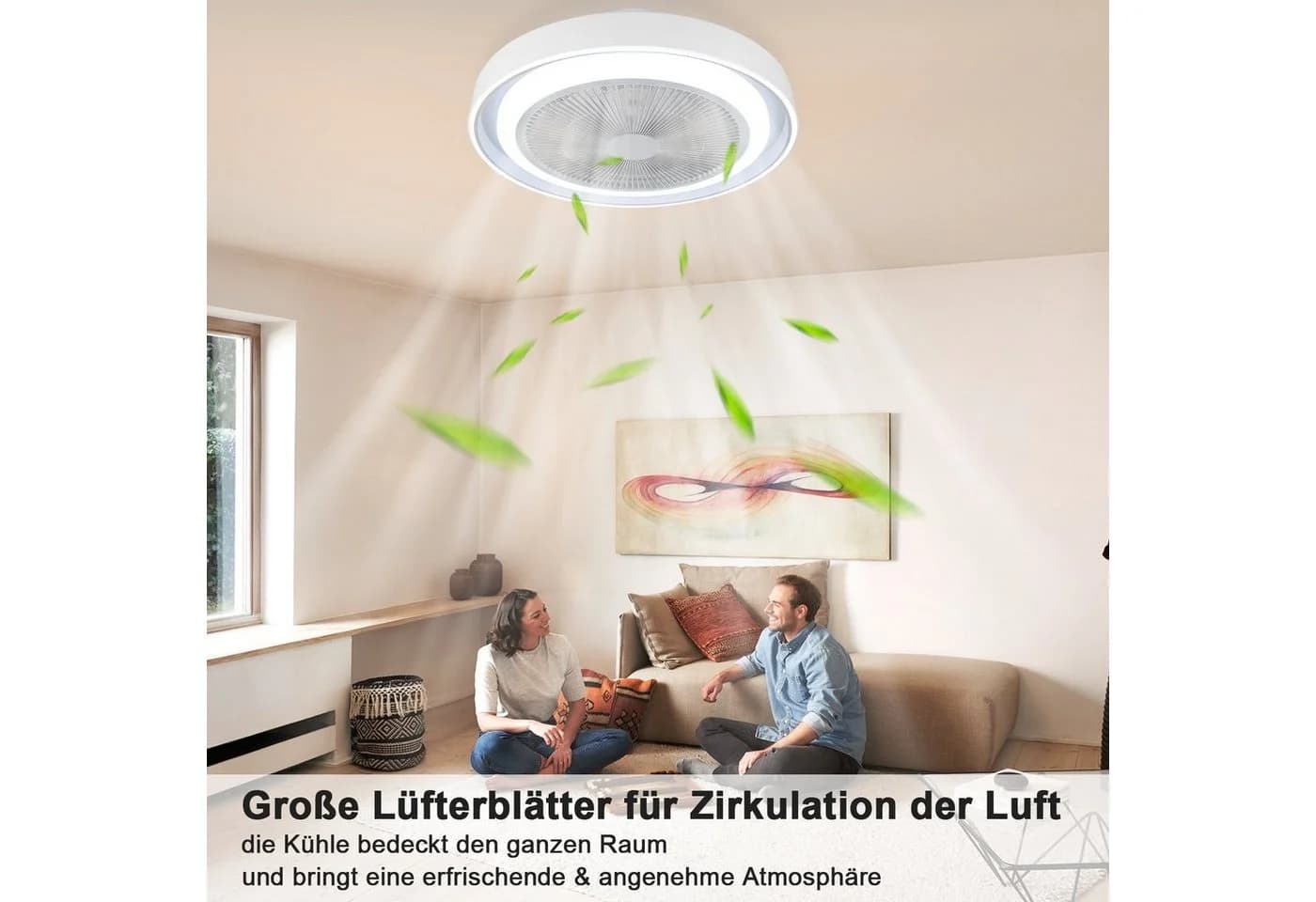 Nettlife Deckenventilator 43W Blau LED Dimmbar mit Fernbedienung - Bild 4