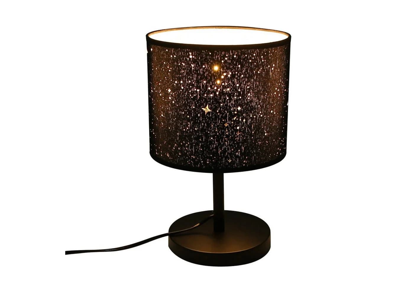 Nettlife Nachttischlampe Sternenhimmel Schwarz & Gold Stoffschirm - Bild 2