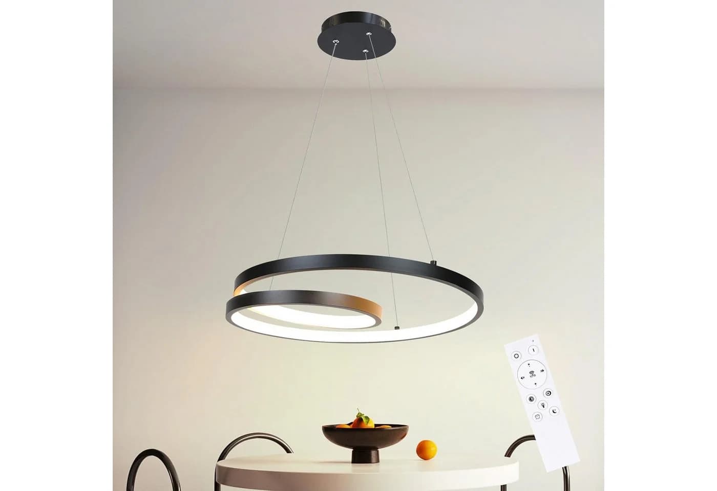 ZMH Pendelleuchte 40cm Modern LED Dimmbar Schwarz - Bild 2