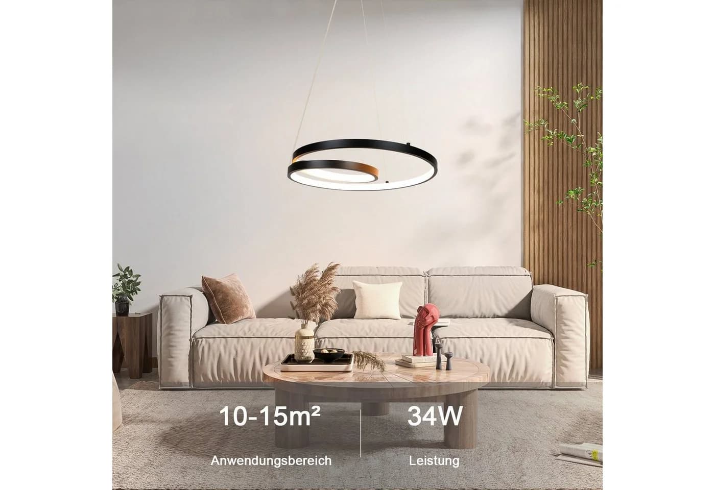 ZMH Pendelleuchte 40cm Modern LED Dimmbar Schwarz - Bild 4