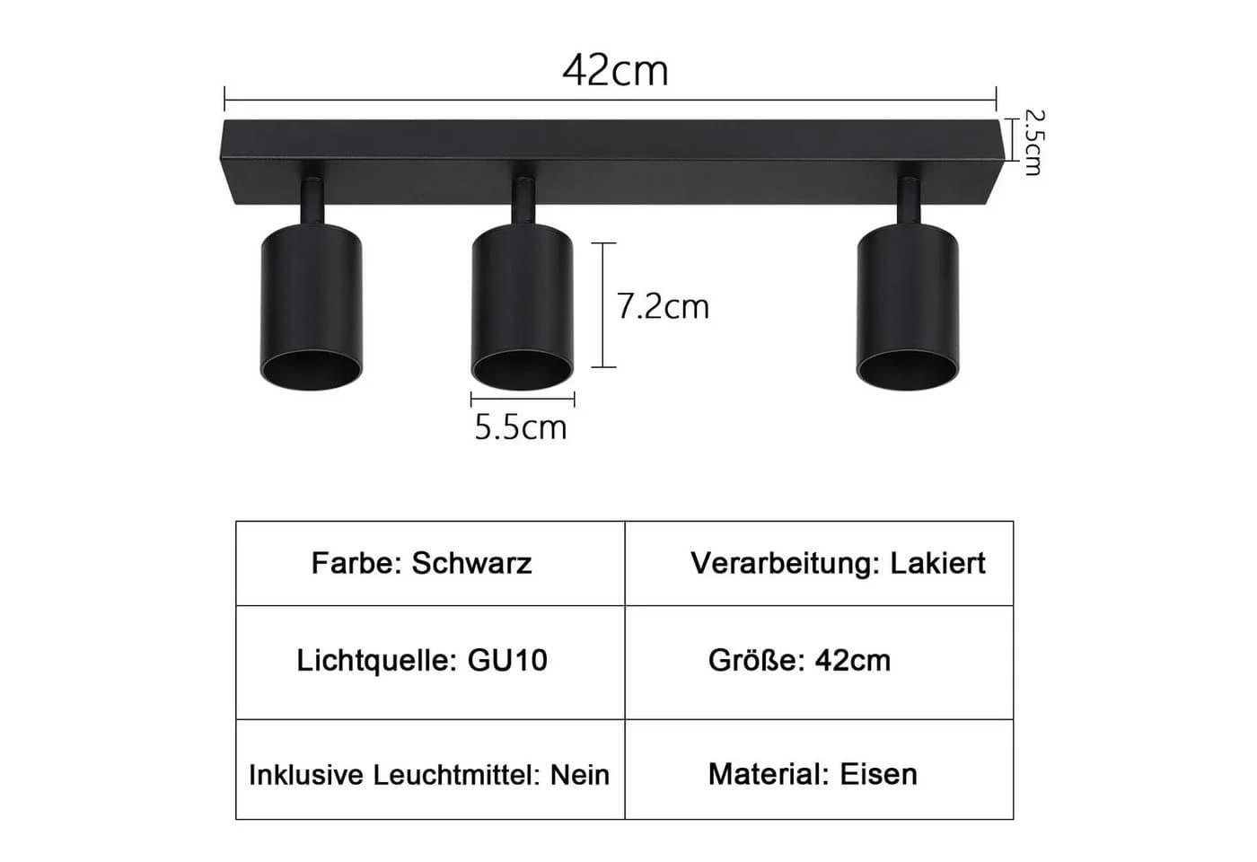 ZMH Deckenstrahler 3 Flammig Modern 42CM GU10 Gold - Bild 5
