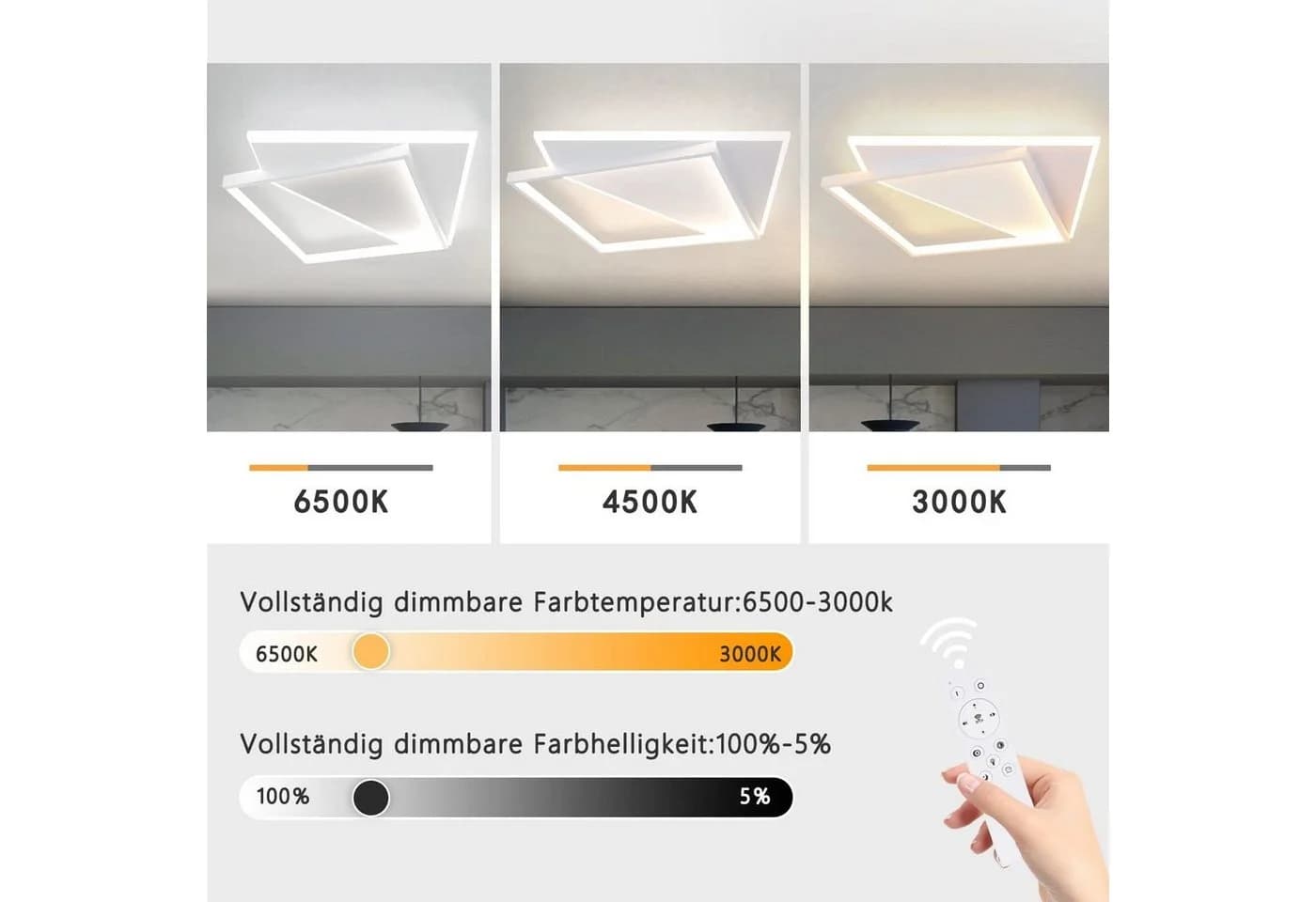 ZMH LED Deckenleuchte Dimmbar Modern Weiß