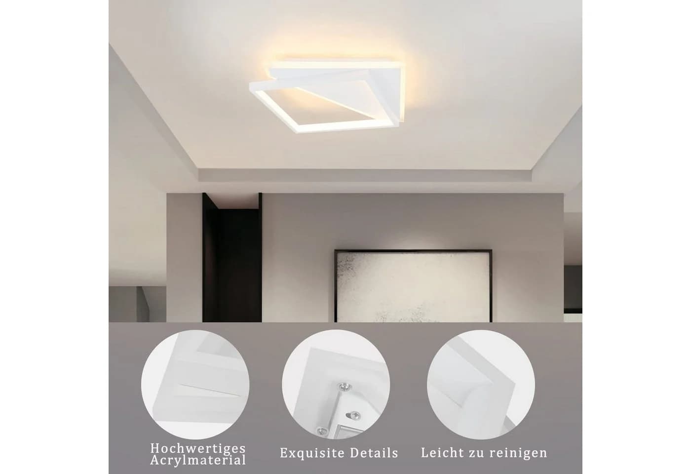 ZMH LED Deckenleuchte Dimmbar Modern Weiß - Bild 4