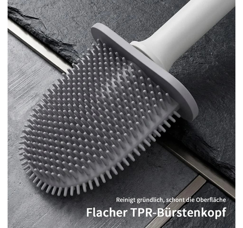 JASLIFE Toilettenbürste mit Halter TPR Bürstenkopf Abnehmbarer Griff - Bild 3