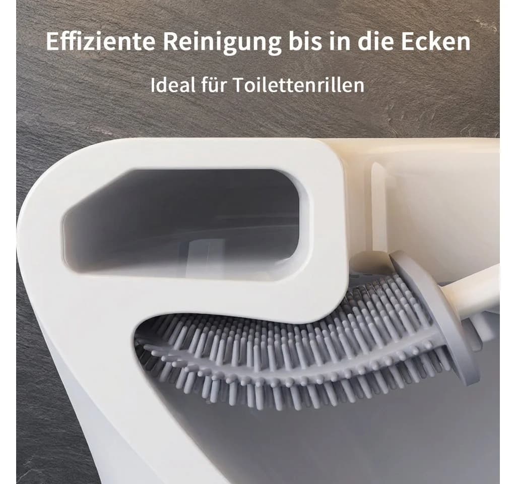 JASLIFE Toilettenbürste mit Halter TPR Bürstenkopf Abnehmbarer Griff - Bild 4