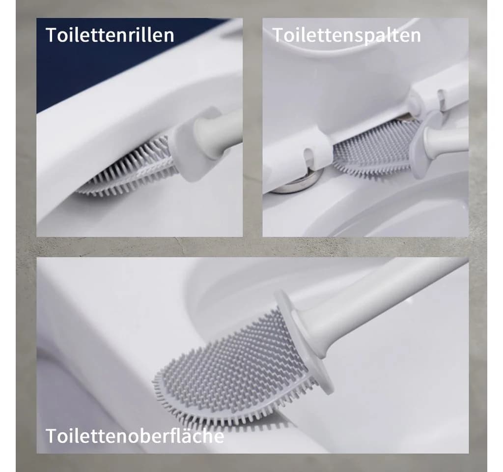 JASLIFE Toilettenbürste mit Halter TPR Bürstenkopf Abnehmbarer Griff - Bild 5