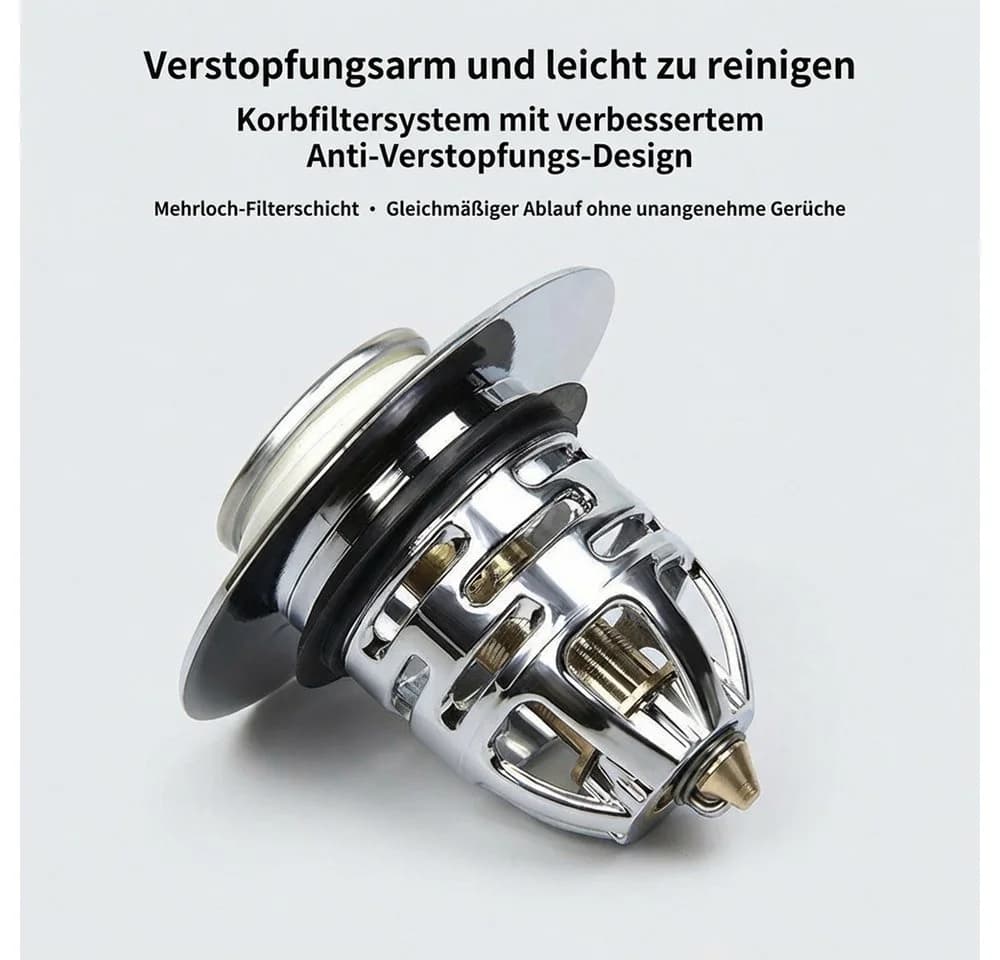 JASLIFE Waschbeckenstöpsel Pop-up-Ablaufstopfen 34–40 mm
