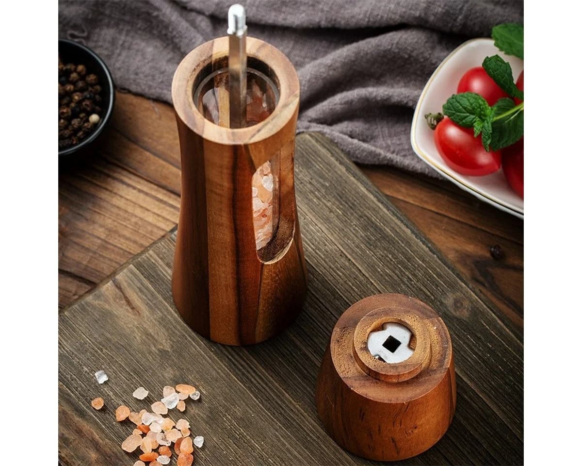 JASLIFE Salz- und Pfeffermühle aus Akazienholz mit Keramikmahlwerk - Bild 4