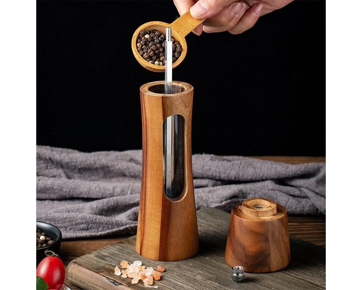 JASLIFE Salz- und Pfeffermühlen Set mit Holzständer - Bild 3