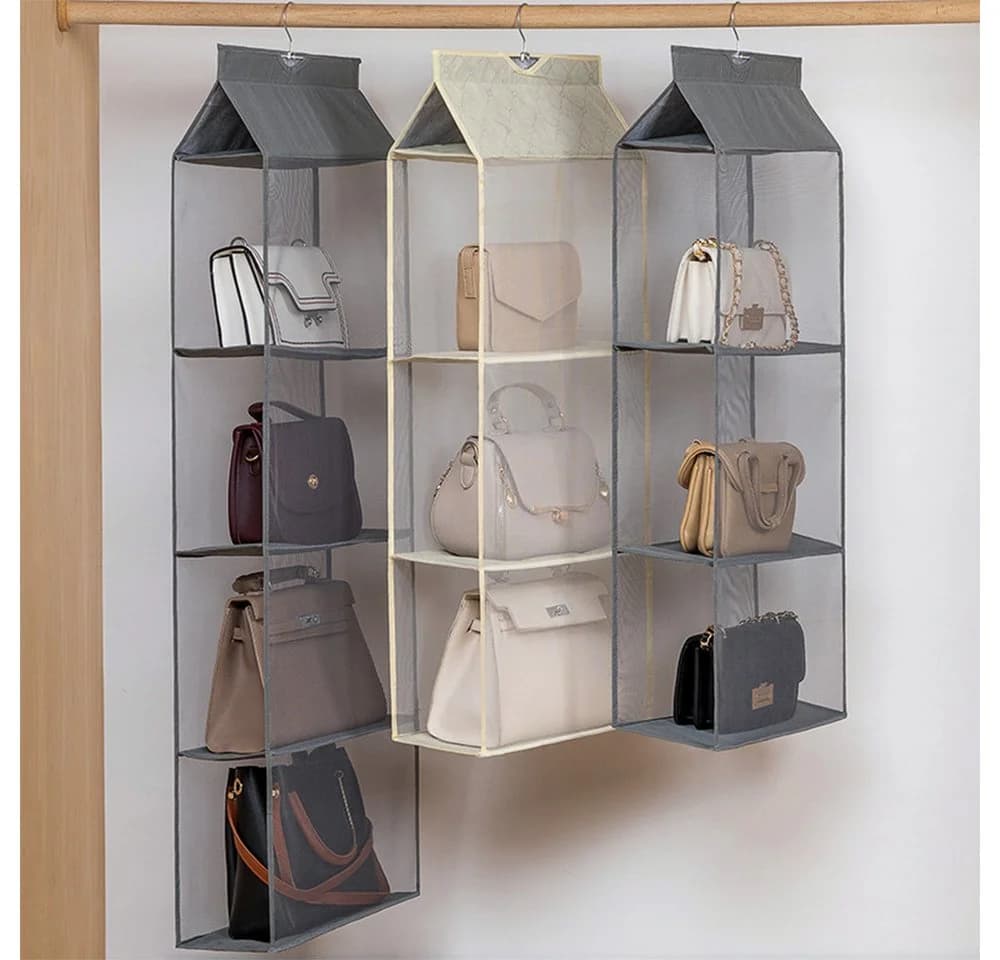JASLIFE Hängeregal Taschen Organizer Beige Mesh - Bild 3