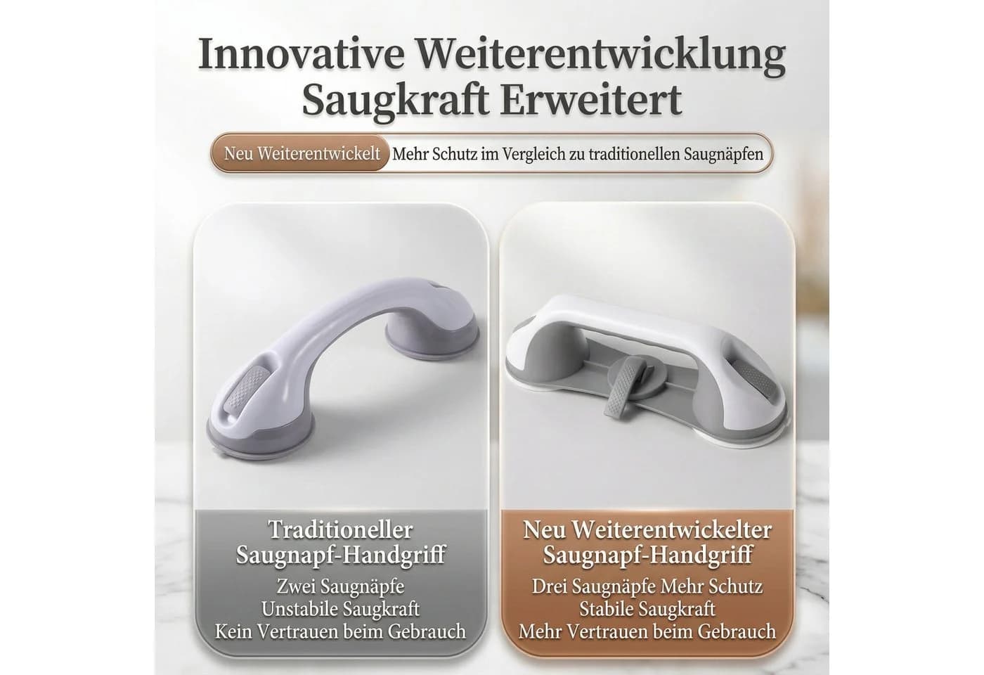 JASLIFE Haltegriff Sauggriff 28cm ohne Bohren rutschfest Bad WC - Bild 5
