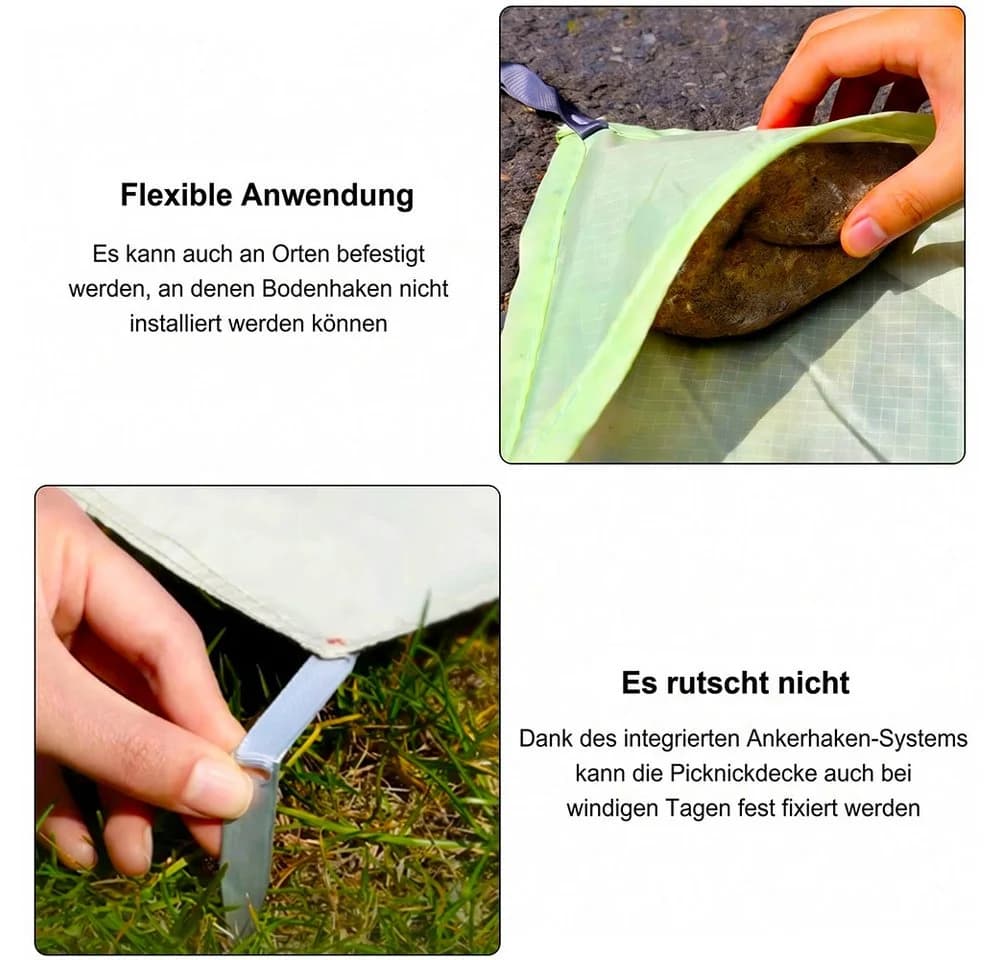 JASLIFE Picknickdecke Grün Wasserdicht & Sandfrei - Bild 3