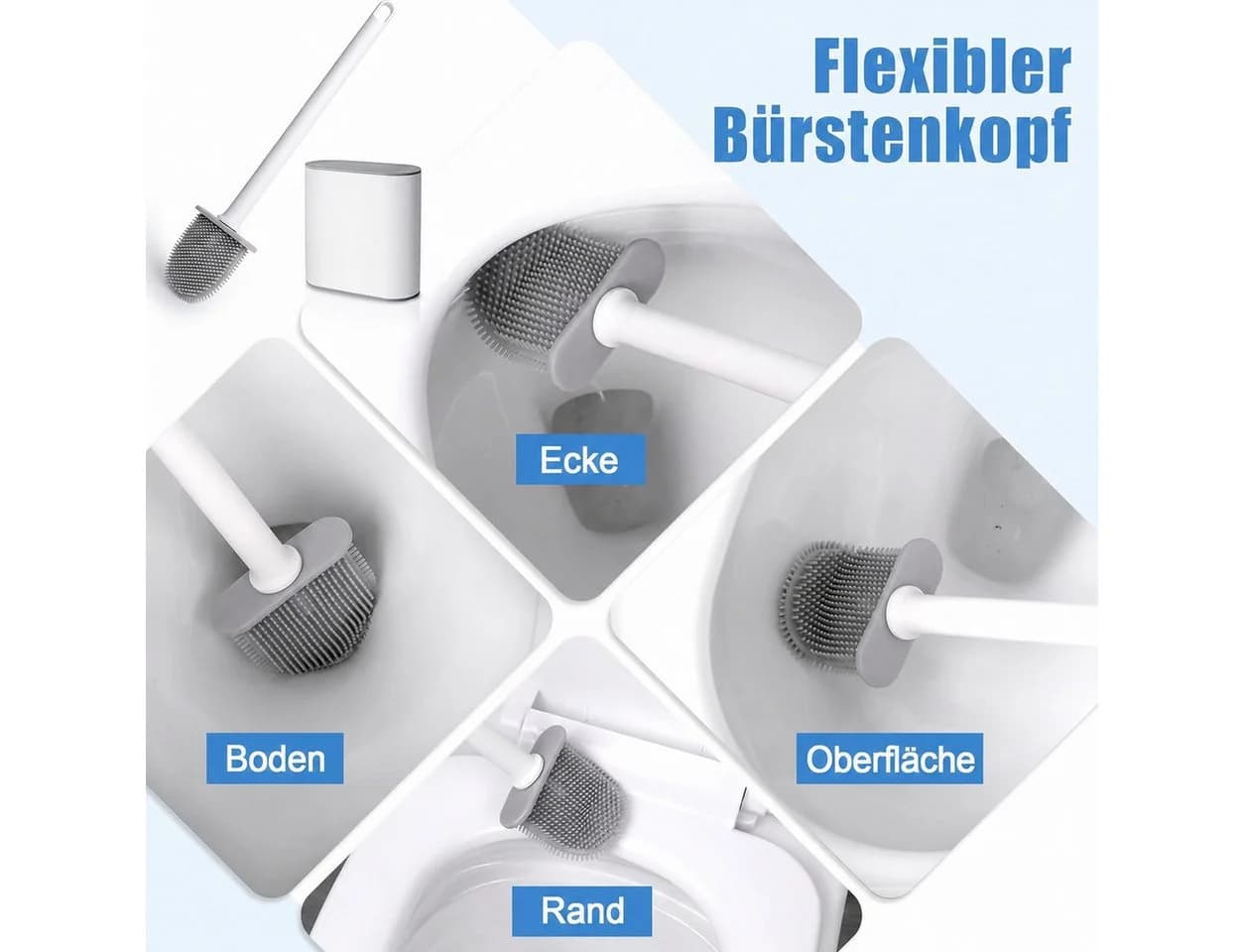 JASLIFE WC-Garnitur Silikon mit Halter, wandmontiert, weiß - Bild 3