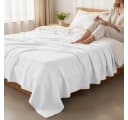JASLIFE Musselin Wohndecke 100% Baumwolle Weiß Bild 1