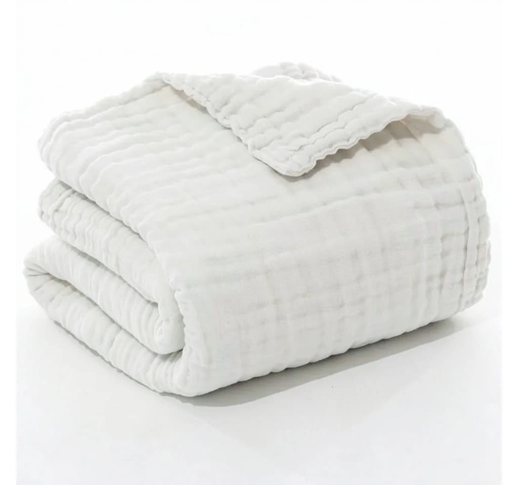 JASLIFE Musselin Wohndecke 100% Baumwolle Weiß - Bild 2