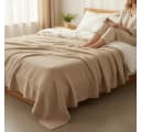 JASLIFE Musselin Wohndecke 100% Baumwolle Beige Sommerdecke Bild 1