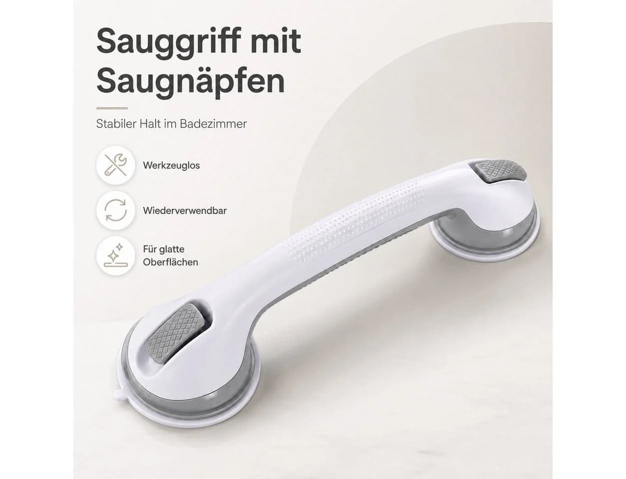 JASLIFE Haltegriff mit Saugnapf 42 cm rutschfest für Bad & WC - Bild 2