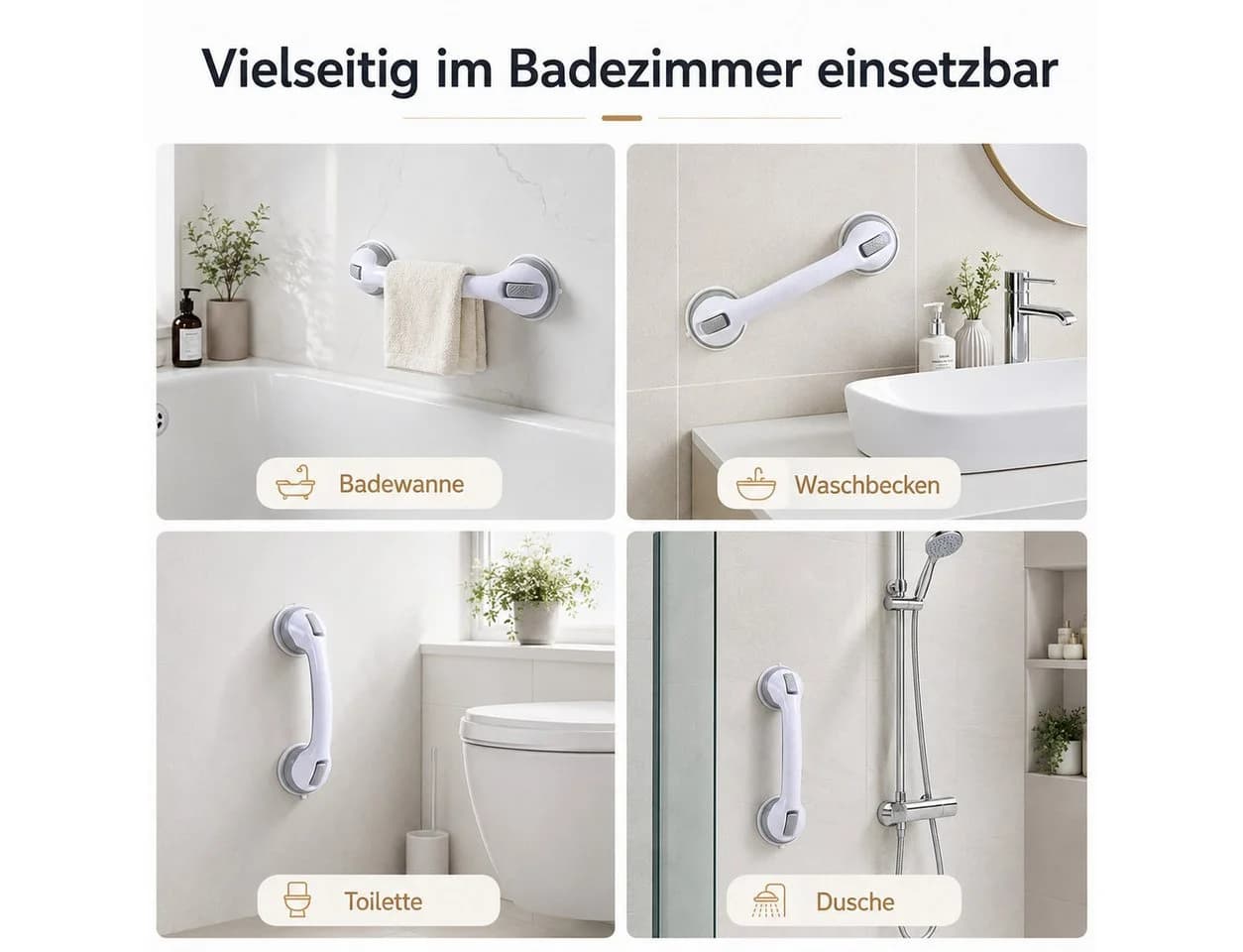 JASLIFE Haltegriff mit Saugnapf 42 cm rutschfest für Bad & WC - Bild 5