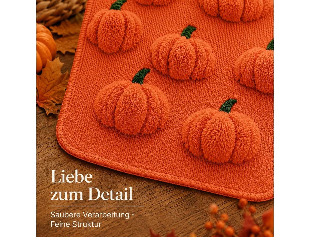 JASLIFE Tischläufer 3D Kürbis Herbstdeko Orange/Rot - Bild 4
