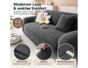 JASLIFE Sofahusse Stretch-Wellenstruktur Grau Bild 1
