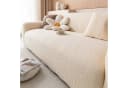 JASLIFE Sofahusse Stretch Beige Wellenstruktur mit Befestigungsband Bild 2