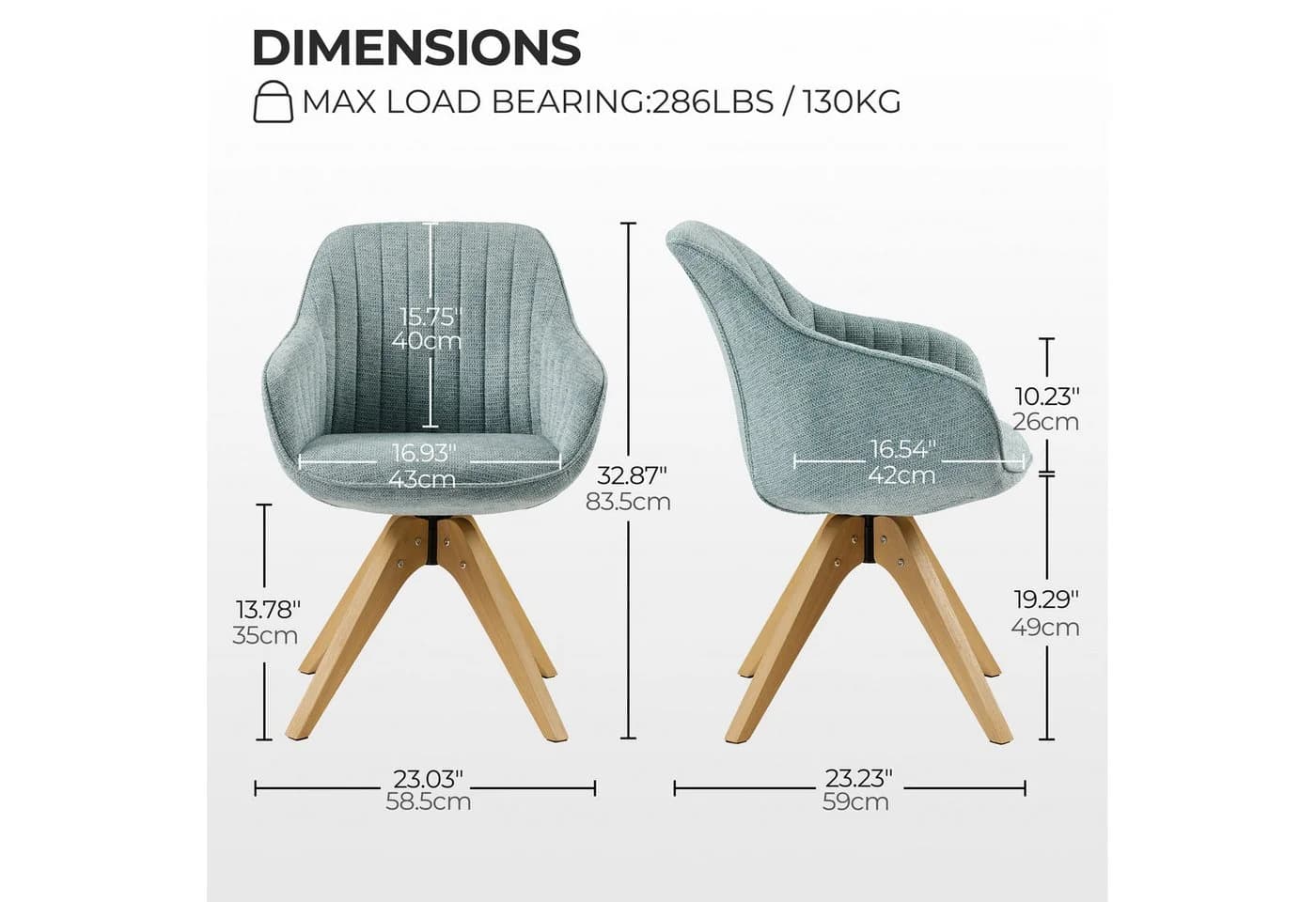 Art Leon Esszimmerstuhl CC001 Drehbar mit Eichenholzbeinen Grau/Blau/Beige