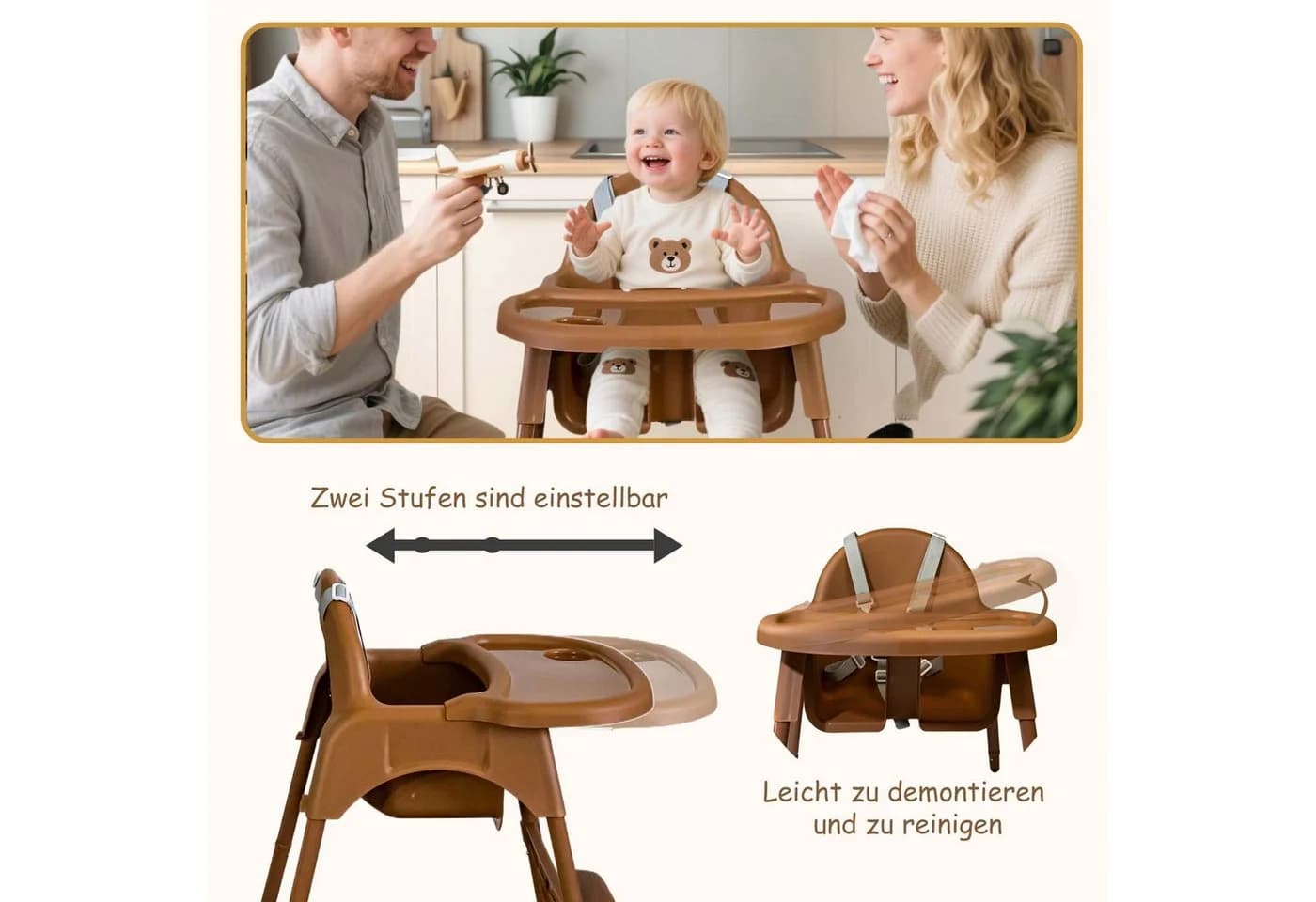 Yalion Kinderstuhl mit Tablett Höhenverstellbarer Baby Chair 6-36M - Bild 3