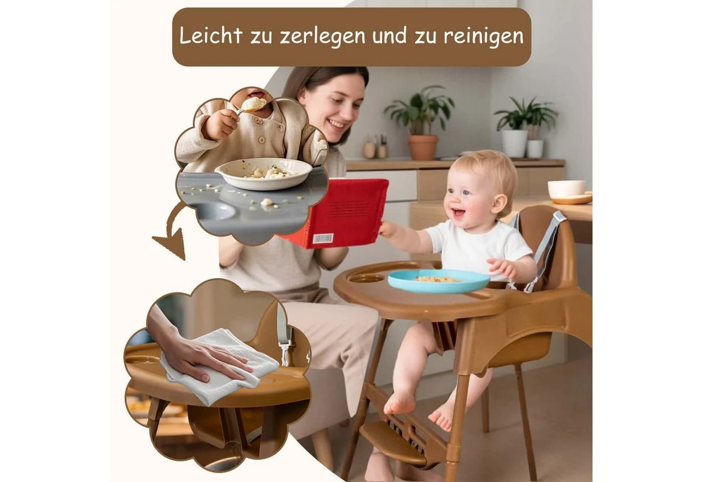 Yalion Kinderstuhl mit Tablett Höhenverstellbarer Baby Chair 6-36M - Bild 4